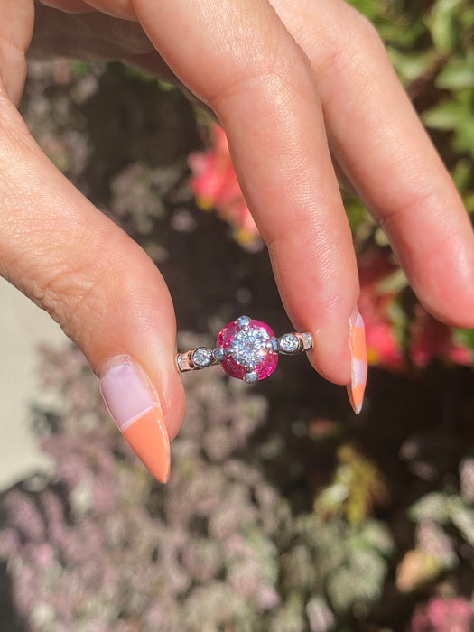 Platinum 900 diamond ruby ring size 6.75