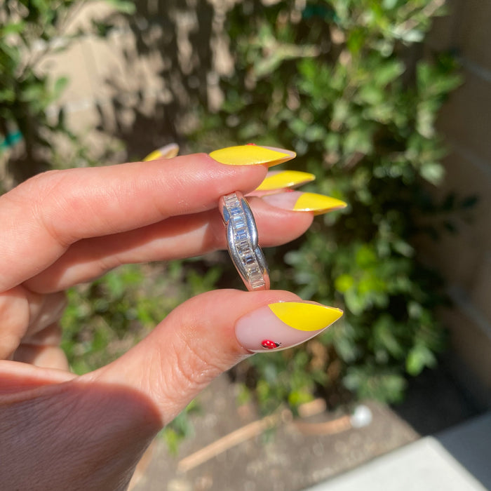 Vintage Platinum 900 Emerald Cut Diamond Ring – 1.01 TCW | Size 8.75