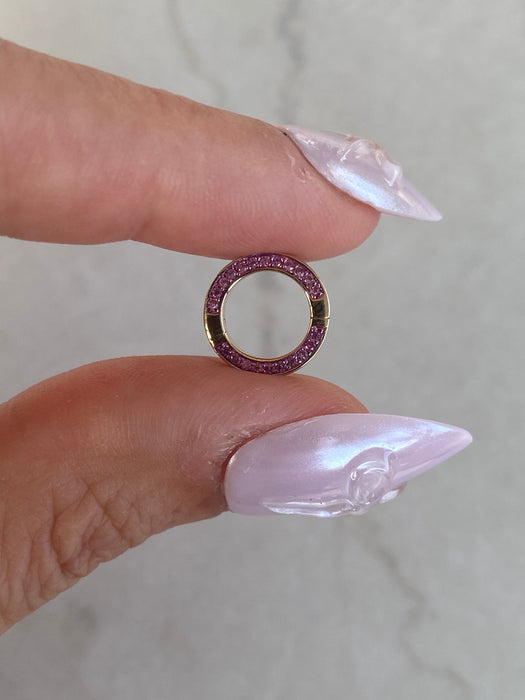14K Natural Pink Sapphire Round Connector