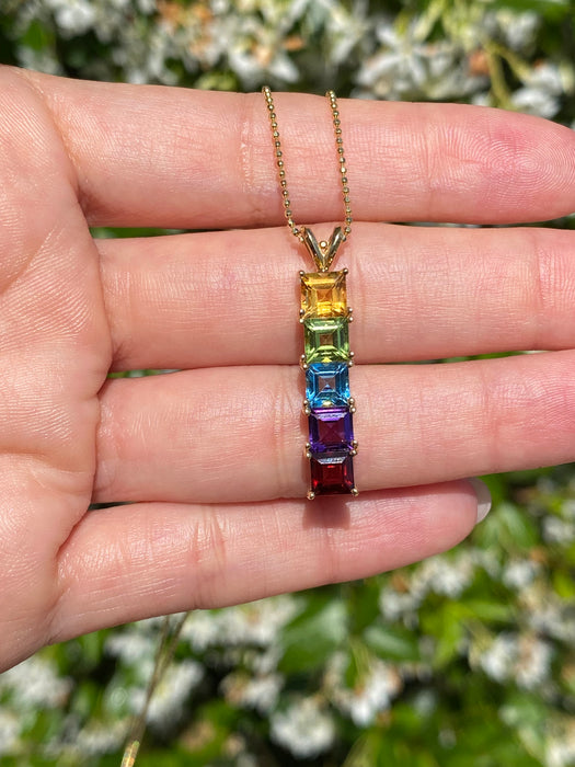 18k rainbow gemstone pendant charm