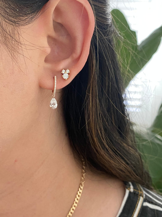 14k 1.2 carat lab diamond drilled pear Huggie earrings