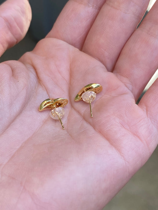 Vintage 18K Gold Wavy Diamond Baguette Stud Earrings | 0.30 TCW Natural Diamonds