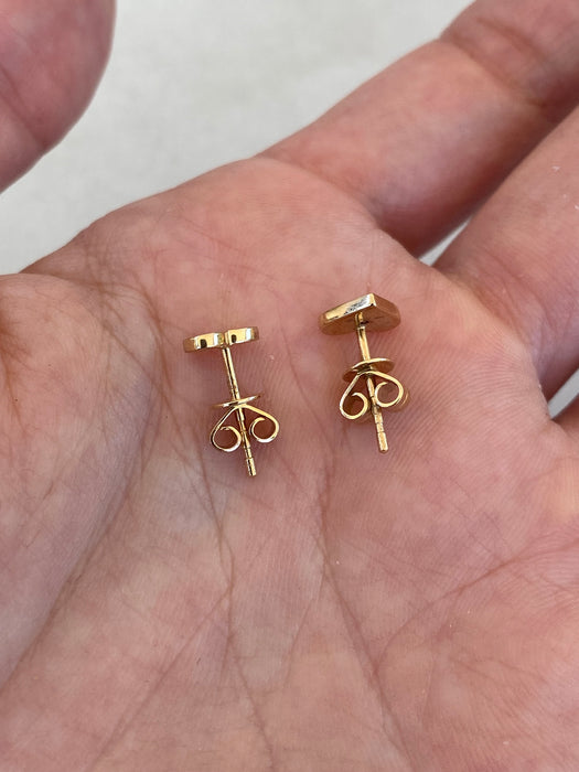 14K Gold White Enamel Diamond Heart Stud Earrings