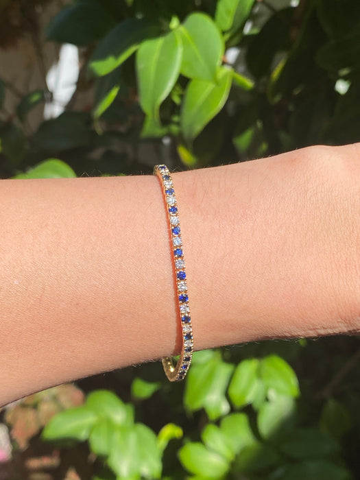14k blue sapphire diamond bracelet 6.75”