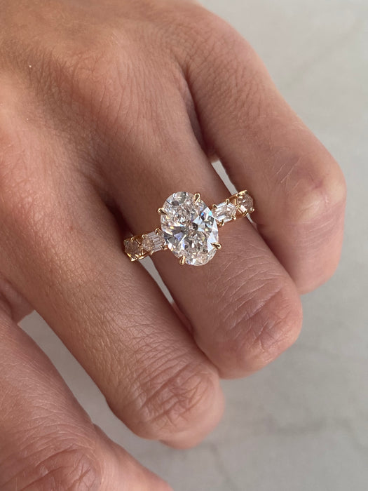 14K 2.83 TCW Oval Lab Diamond Ring
