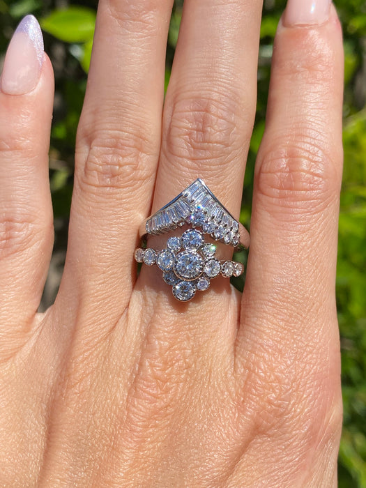 Vintage Platinum 900 Diamond Floral Ring