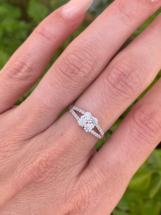 Vintage Platinum 900 Diamond Flower Ring – 0.51 TCW Natural Diamonds – Size 5.5