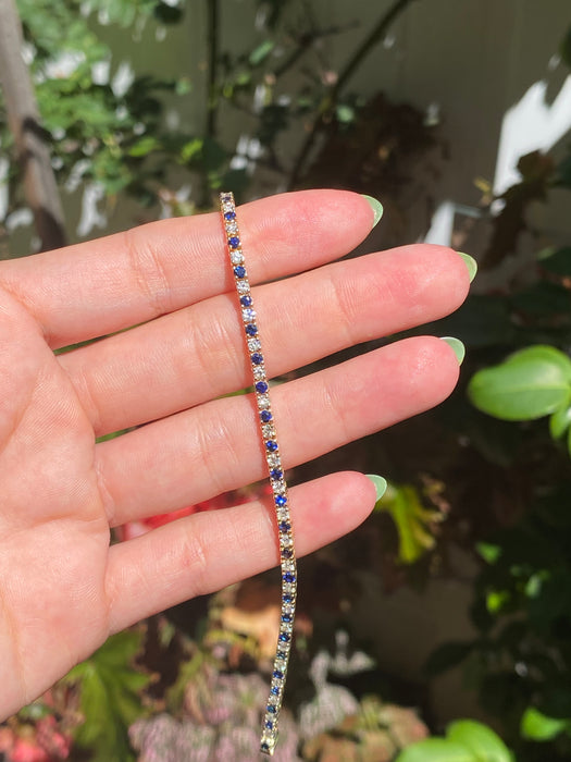 14k blue sapphire diamond bracelet 6.75”