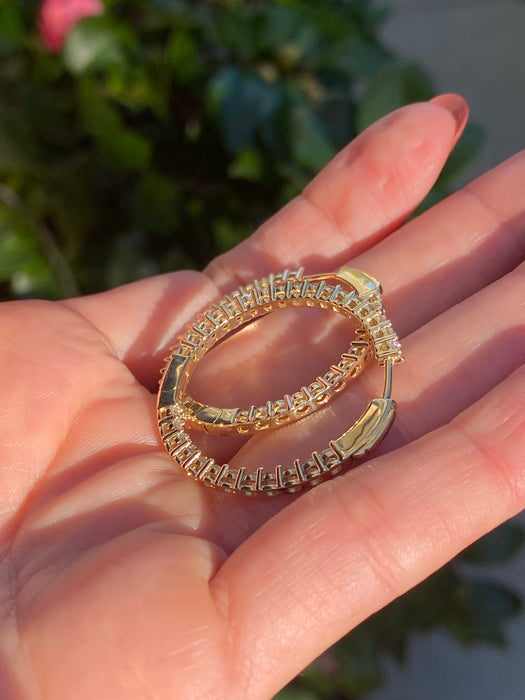 14k 2.5 carat lab diamond hoop earrings