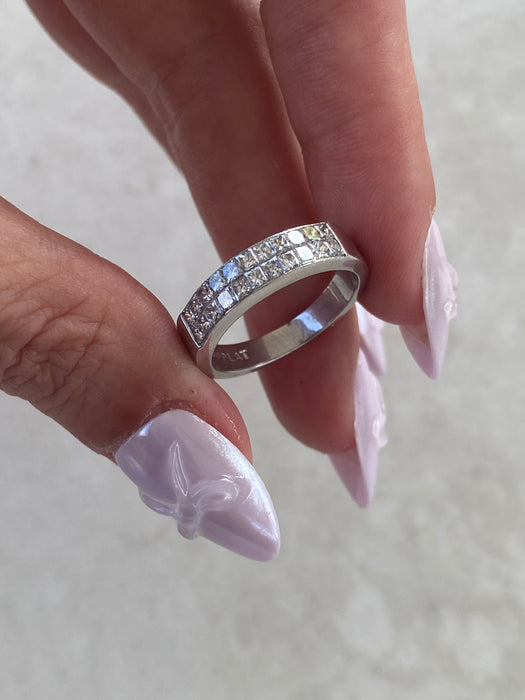Vintage Platinum Invisible Set Diamond Ring -0.88 TCW