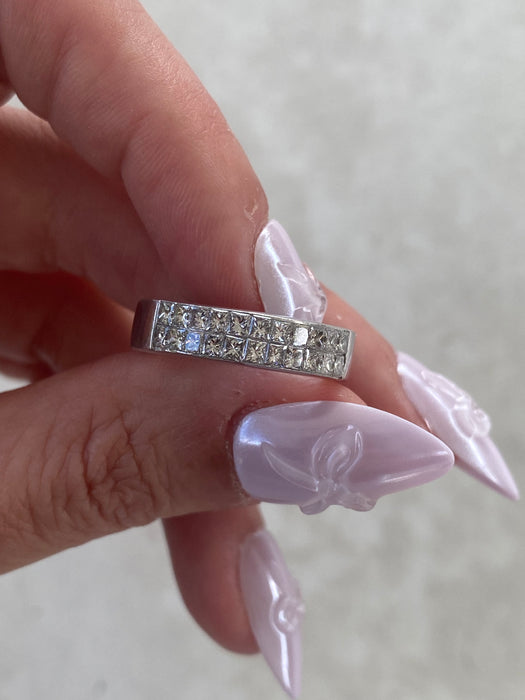 Vintage Platinum Invisible Set Diamond Ring -0.88 TCW