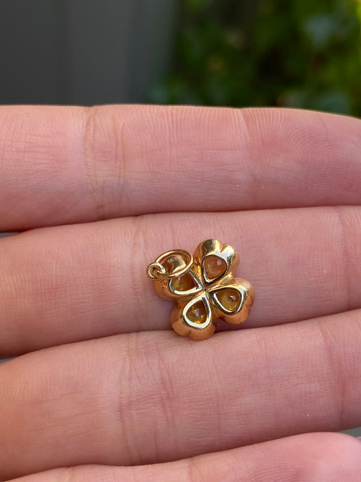 14K Gold Yellow Sapphire Clover Pendant