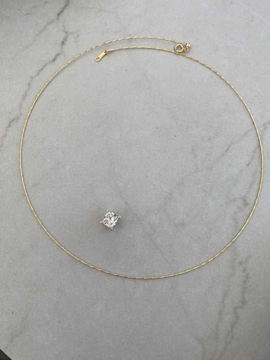 18K Gold Spiral Collar Necklace with Removable Lab Diamond Pendant