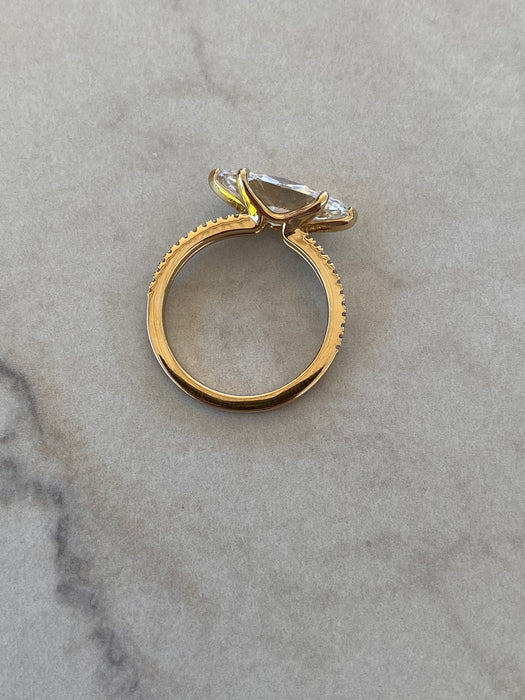 14K East-West Marquise Lab Diamond Double Band Ring — 3.24 TCW - IGI