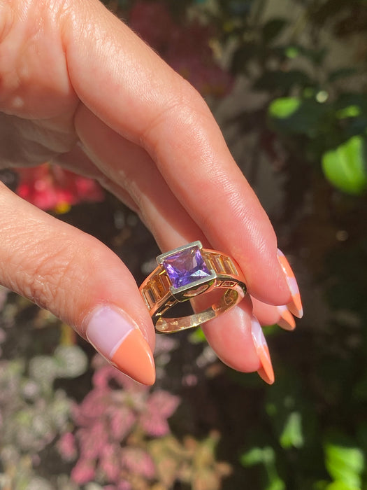 14k amethyst citrine heart ring size 7.25