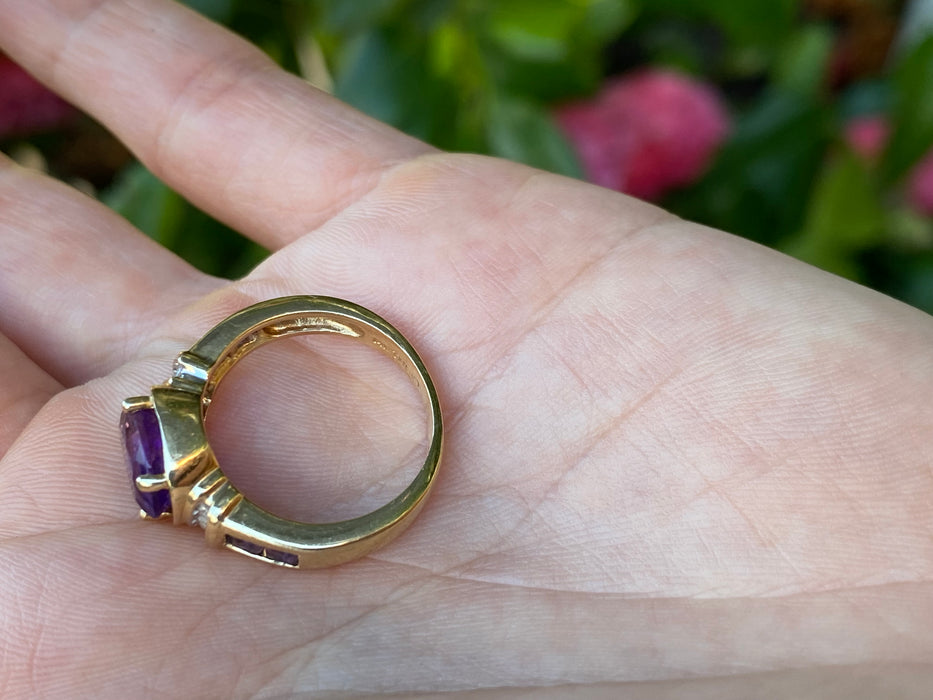 14k amethyst diamond ring size 5.75