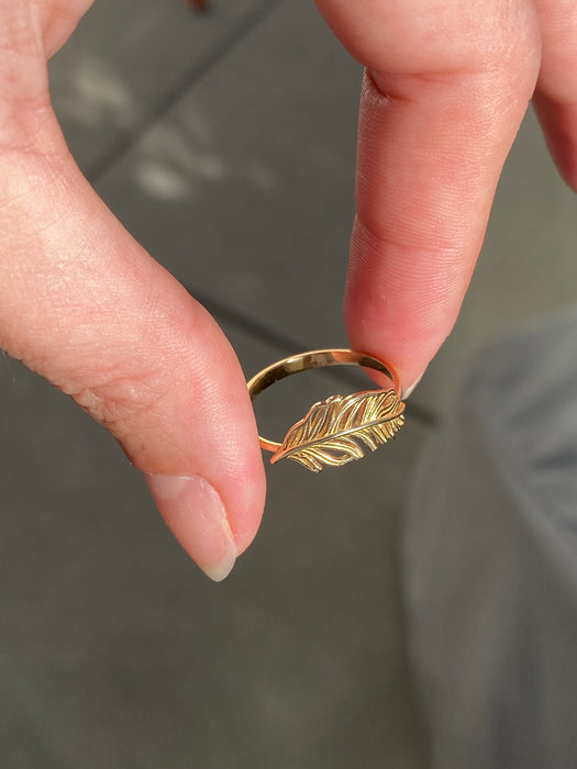 14k feather ring