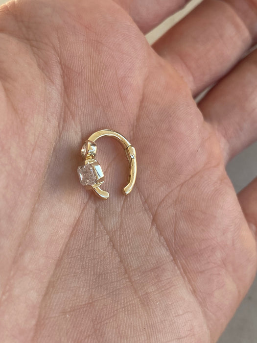 14K Partial Bezel Set Lab Diamond Ear Cuff