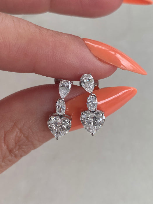 14K White Gold 2.10 CTW Lab Diamond Drop Earrings