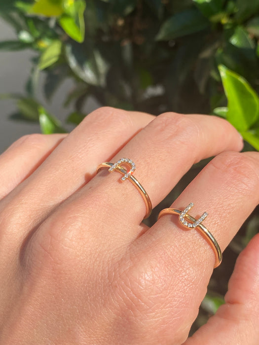 14k diamond letter u ring size 6.5