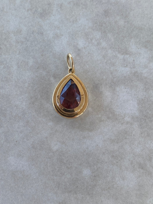14K Dark Pink Tourmaline Double Bezel Pendant — Panzii Exclusive