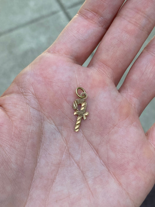 14K Gold Vintage Candy Cane Charm
