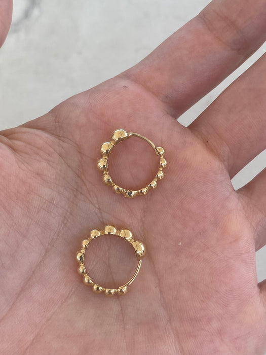 14K Gold Bubble Huggie Hoop Earrings