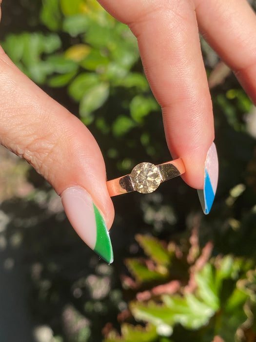 18k rose gold brown diamond ring size 6