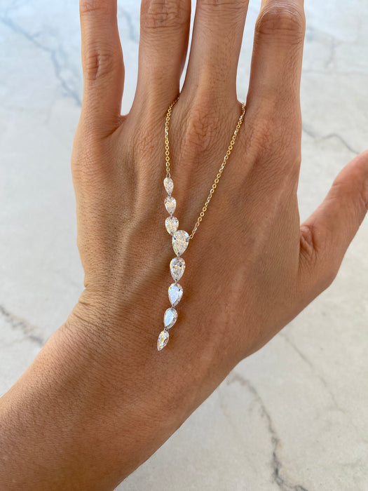 14K 3.6 TCW Lab Diamond Pear Lariat Necklace