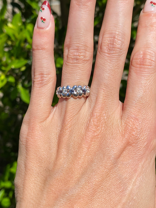 Vintage Platinum 900 Alexandrite & Diamond Flower Ring