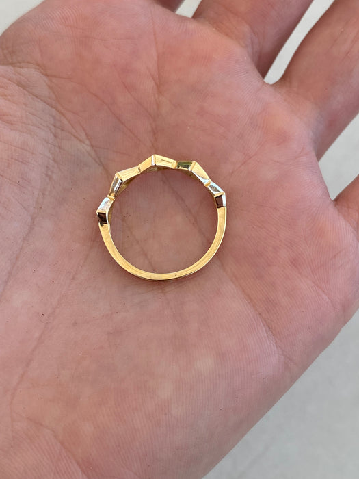 14K Gold Geometric Diamond Ring Size 6.5