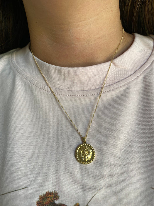 14K Leo Lion Rolo Chain Necklace