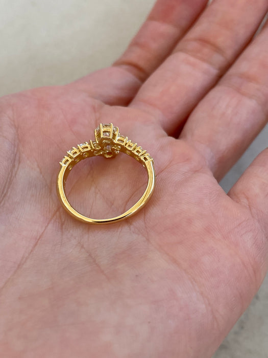 Vintage 18K Gold Natural Diamond Bypass Ring | 1.06 CTW Diamonds