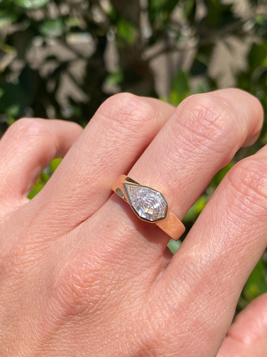 14K Bezel Set Step-Cut Lab Diamond Pear Ring – 1.53 CTW VVS2 D (IGI Certified)