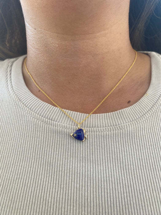 14K Lapis Lazuli Fish Pendant Necklace by EFFY