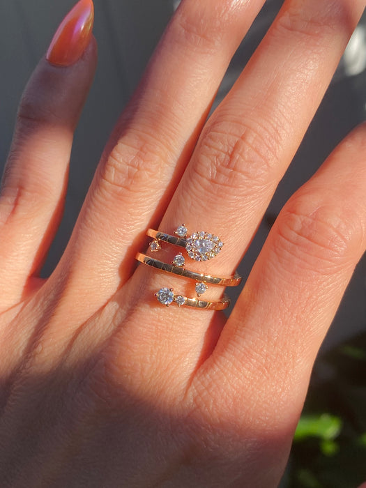18K Rose Gold Diamond Triple Bypass Coil Ring by Penny Preville