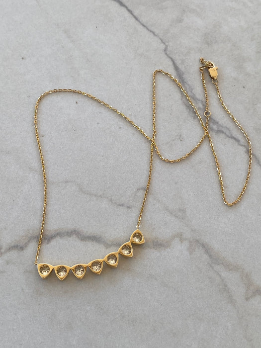 14K Lab Diamond Trillion & Round Curved Bar Necklace – 1.80 TCW