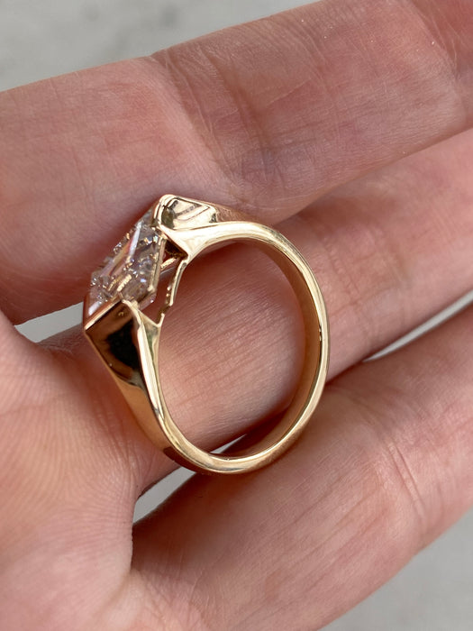 14K Gold IGI Certified 1.59 Carat Kite Cut Lab Diamond Ring