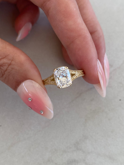 14K Gold Lab Cushion 2.03 TCW Diamond Ring Size 6