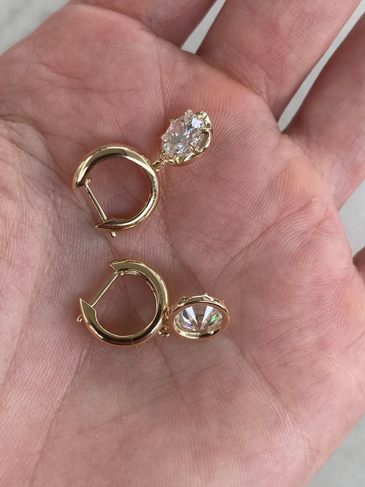 14K Gold Chunky Lab Diamond Huggy Earrings – 3.0 CTW D/VS