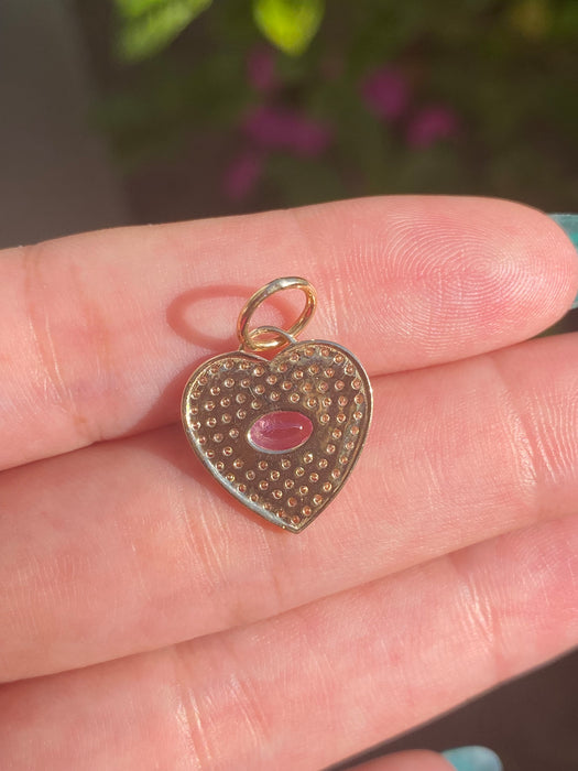 14k pink sapphire and diamond heart pendant