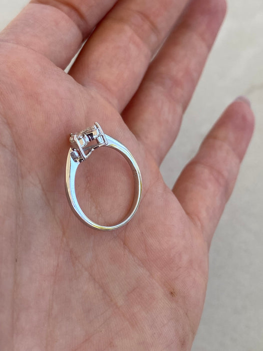 Vintage 18K White Gold Diamond Heart Ring | 0.50 TCW Natural Princess-Cut Diamonds