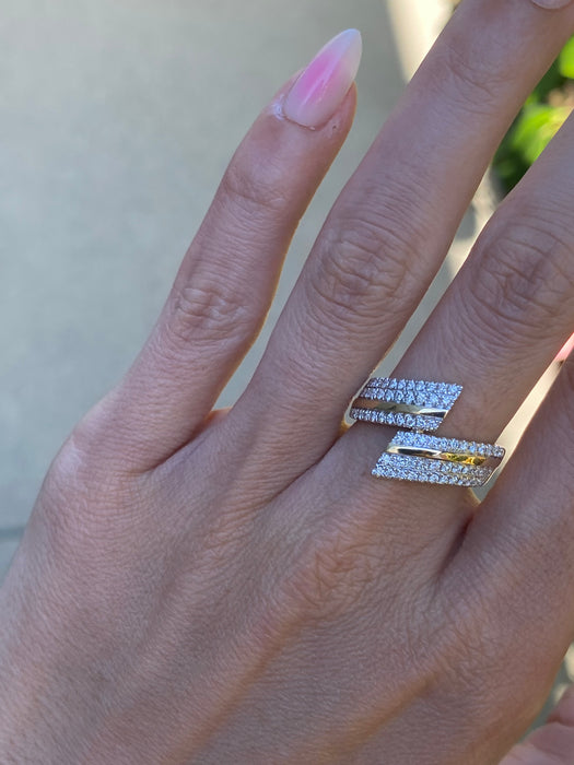 14K Gold Twist Bypass Diamond Ring