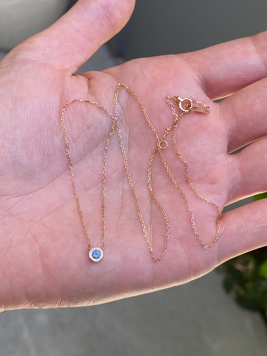 18k rose gold London blue topaz necklace