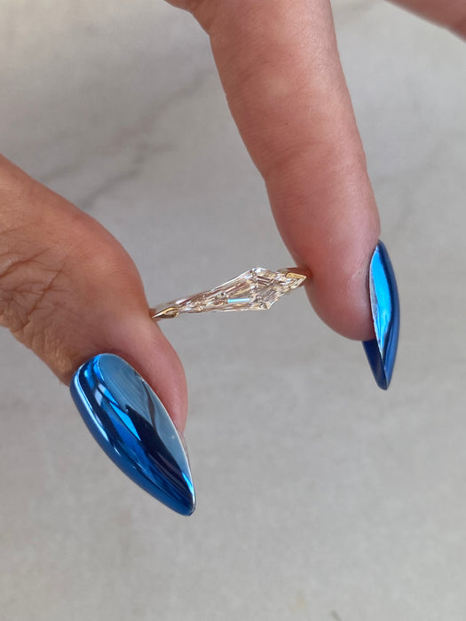 14K Step-Cut Elongated Kite Lab Diamond Ring