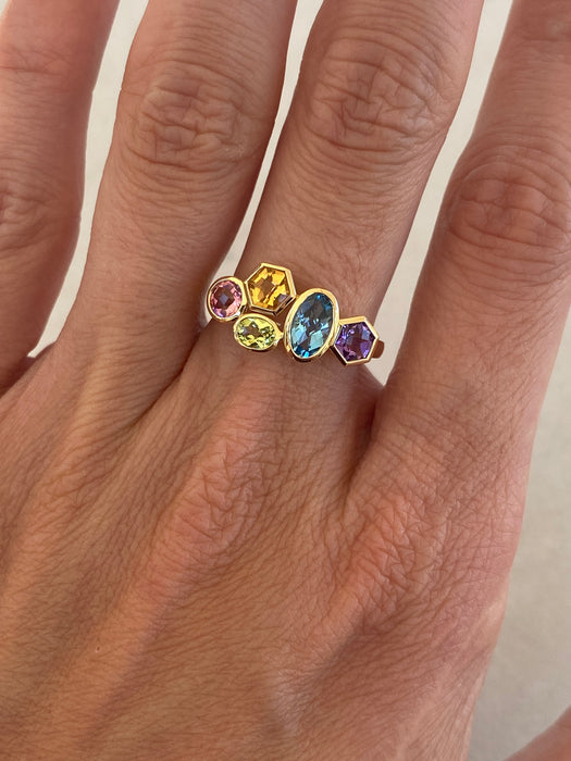 18K Rainbow Gemstone Ring