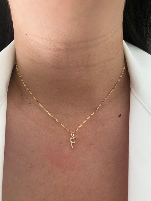 14k diamond letter F initial pendant