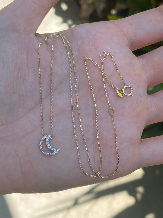 14k diamond moon necklace