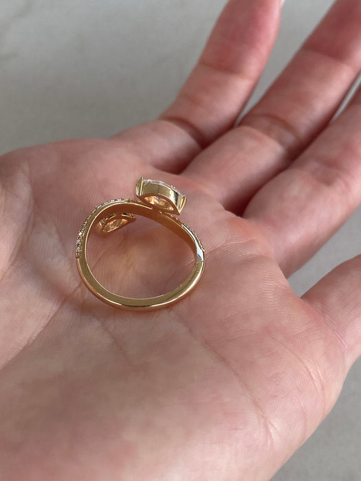 14K Wavy Bypass Lab Diamond Ring