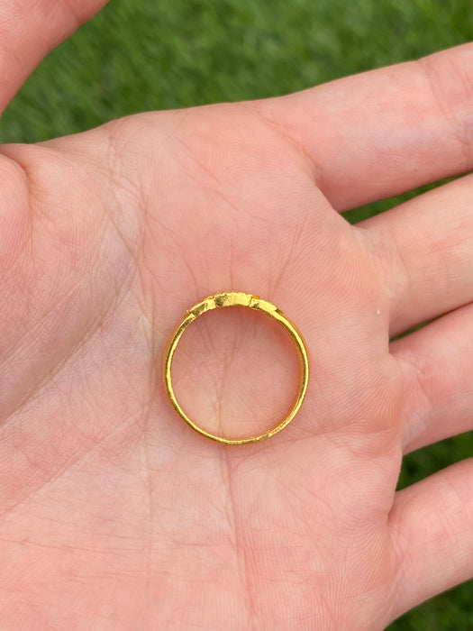 Vintage 24k Pure Gold Ribbed Three Circle Ring